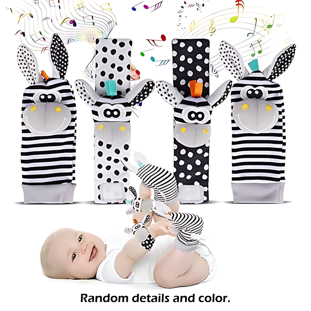 Baby Products Game - 幼児用手首ガラガラ靴下おもちゃ、幼児教育開発、かわいい幼児、赤ちゃんの女の子と男の子のための感覚ギフト、セットあたり4個、0〜12か月
