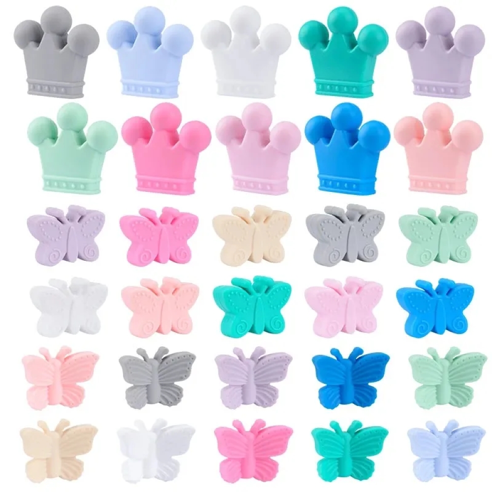 Baby Products Discount - 熱い販売 10 ピース/ロットシリコーンクラウンビーズ BPA フリーシリコン歯が生えるビーズベビーチュー歯が生えるネックレス DIY