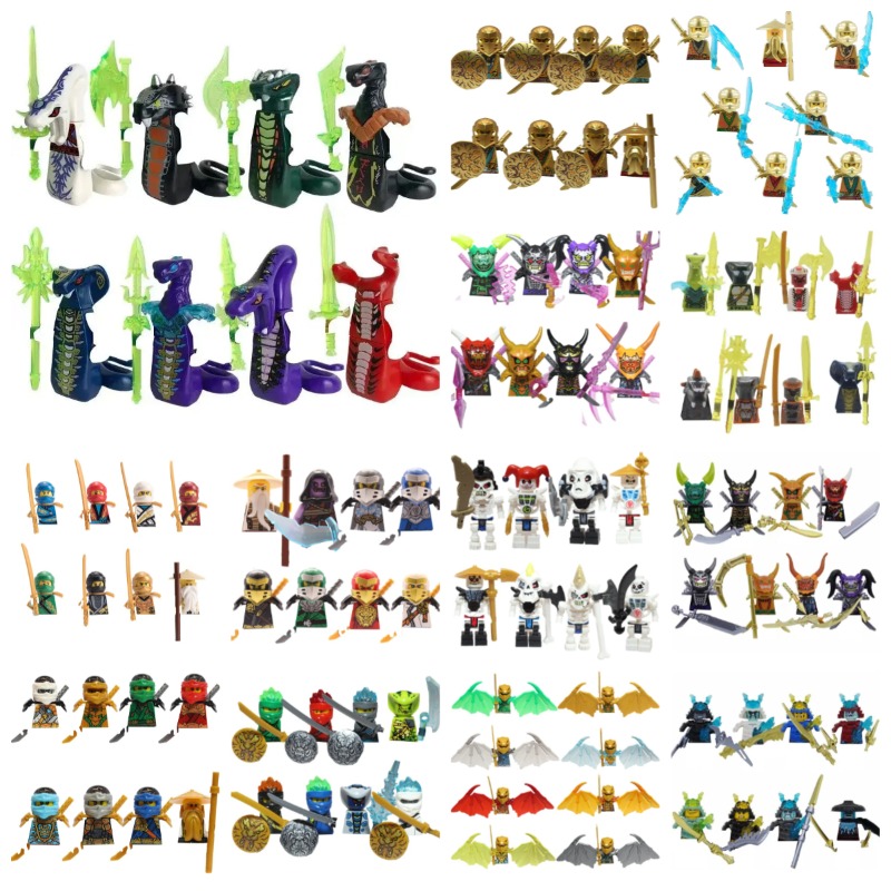 Lego Set Technic - 104ピース忍者組み立てブロック人形セット、組み立て式ロールアクション人形DIY組み立てブロック人形おもちゃ、男の子の誕生日プレゼント。