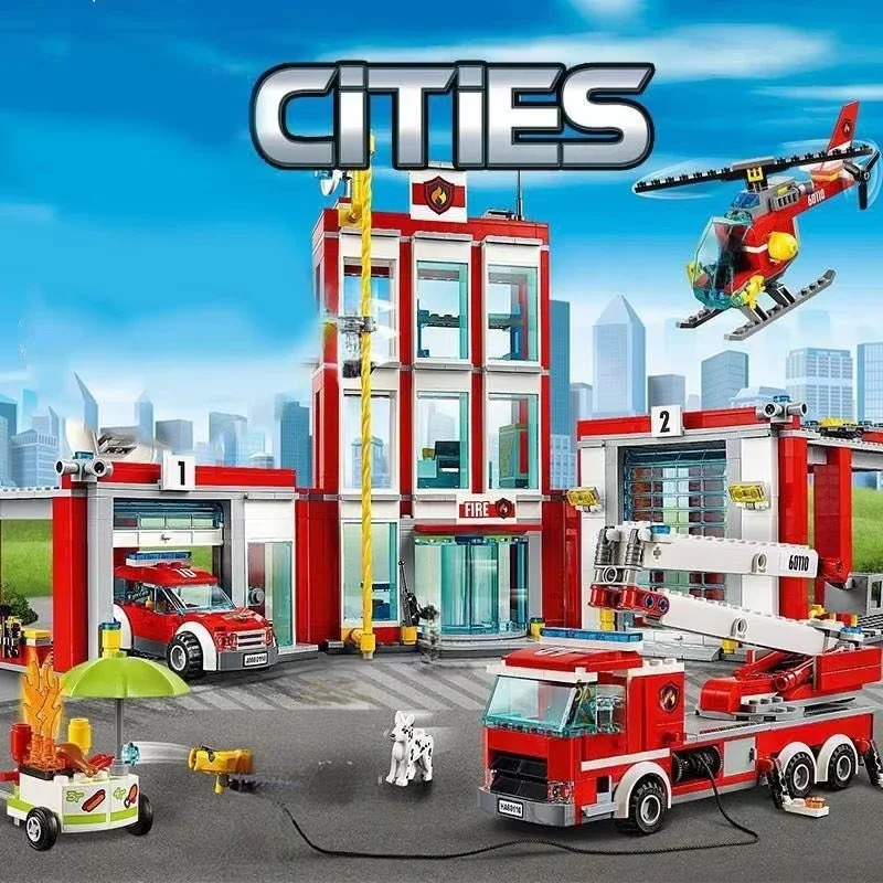 市消防署ヘリコプタートラックガレージ消防署ビルディングブロッ - Lego Set Technic のレビューと価格