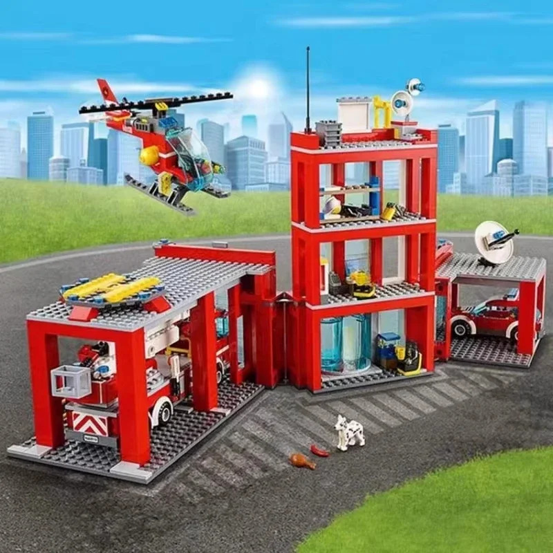 市消防署ヘリコプタートラックガレージ消防署ビルディングブロッ - Lego Set Technic のレビューと価格