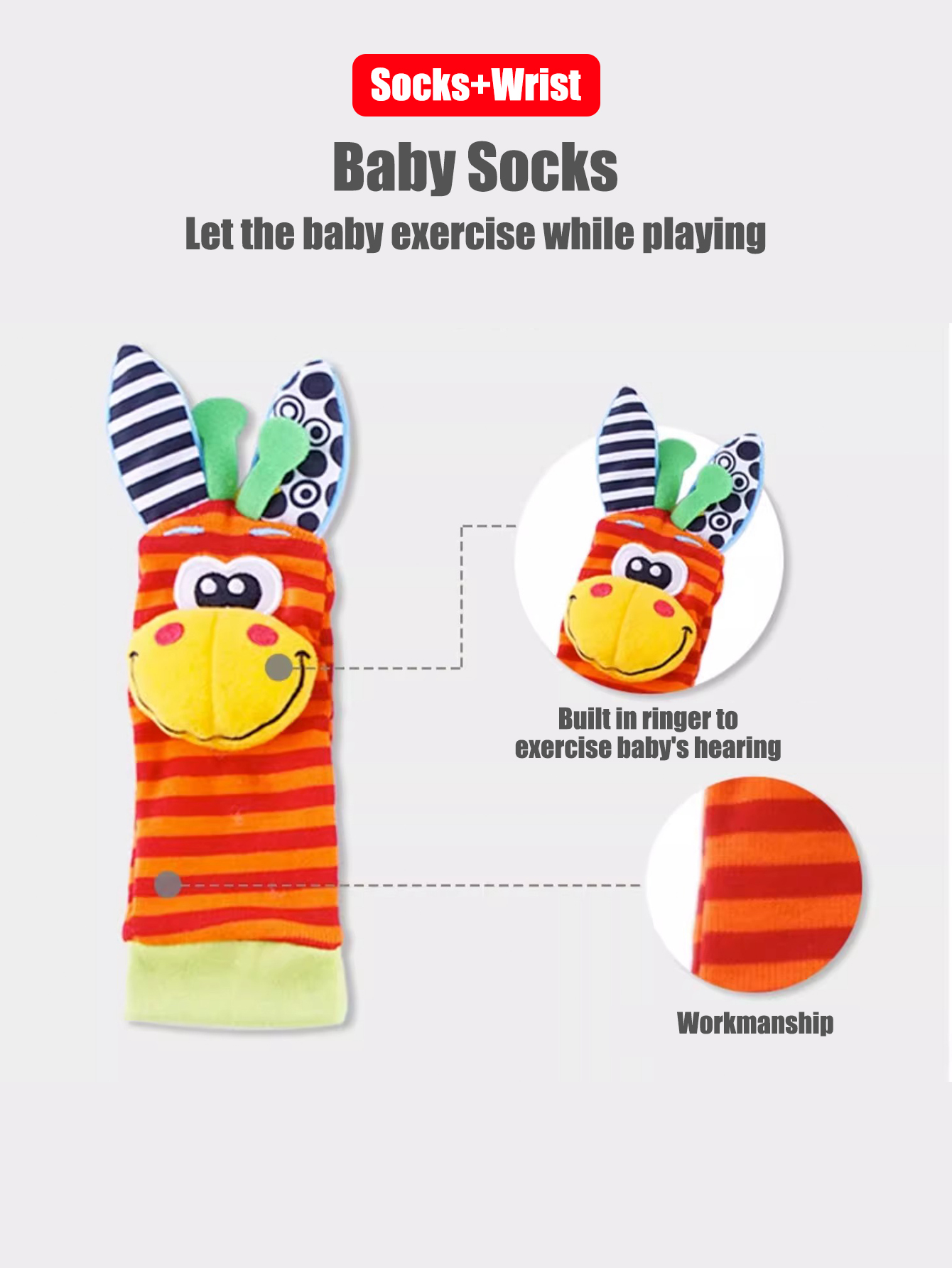 幼児用手首ガラガラ靴下おもちゃ、幼児教育開発、かわいい幼児、 - Baby Products Game のレビューと価格