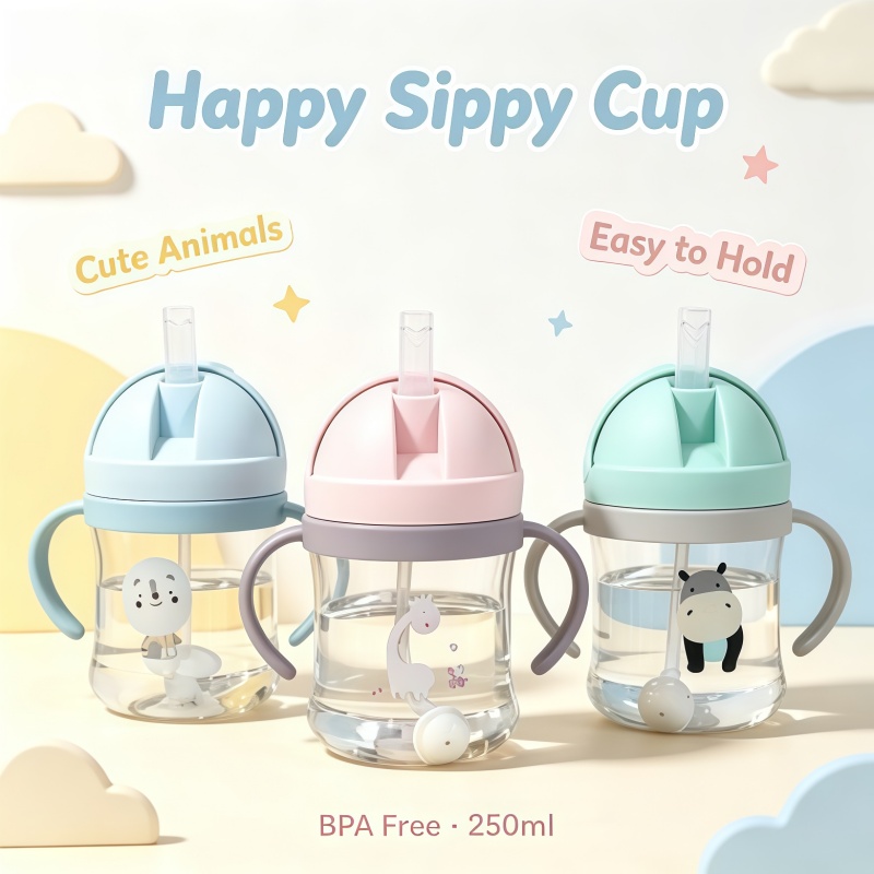 新しい漫画パターン屋外子供用飲料ボトルストロー付きベビー授乳 - Baby Products List のレビューと価格